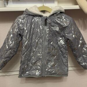 The North Face Silver Quilted, Fleece Lined Baby Jacket NWOT